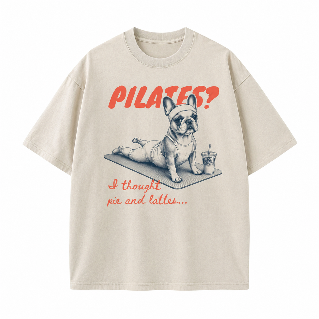 Pilates I Thought Pie and Lattes Washed T-Shirt