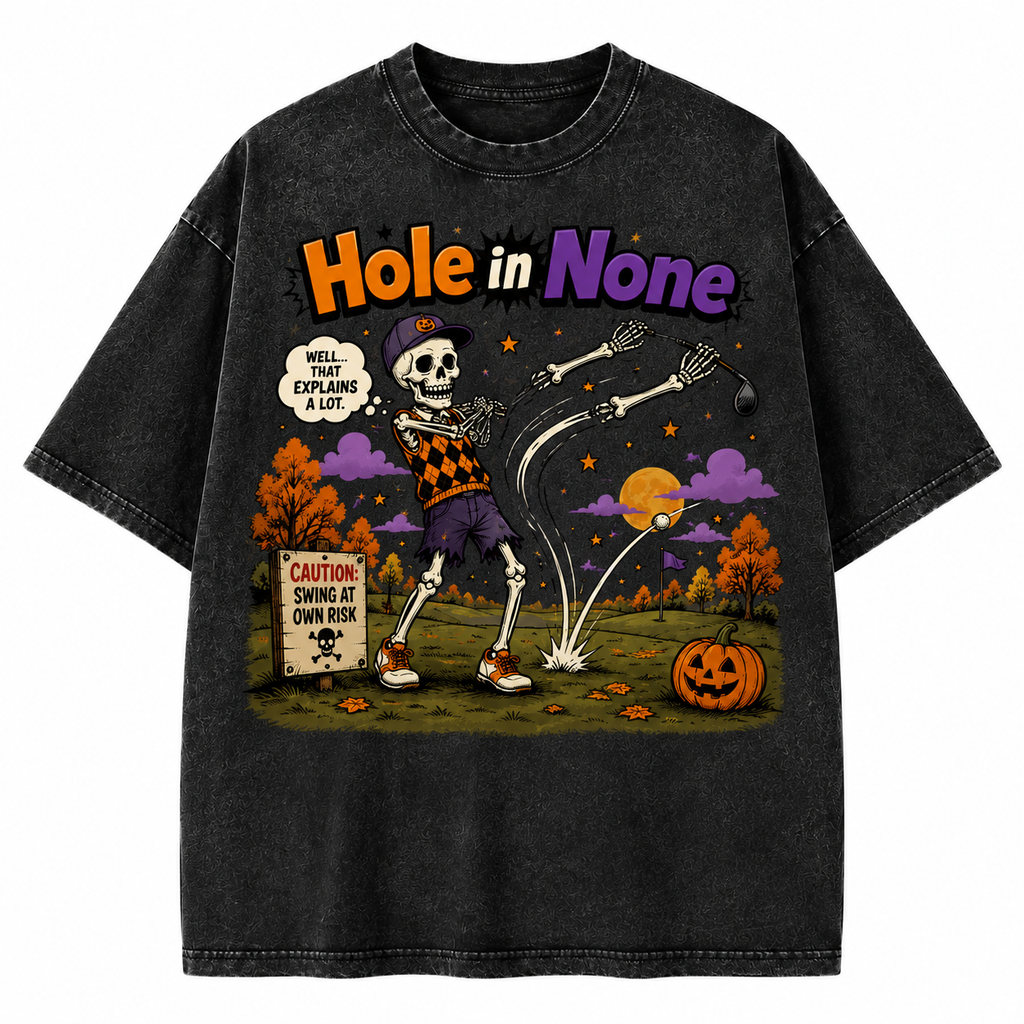 Hole in None Washed T-Shirt Washed T-Shirt