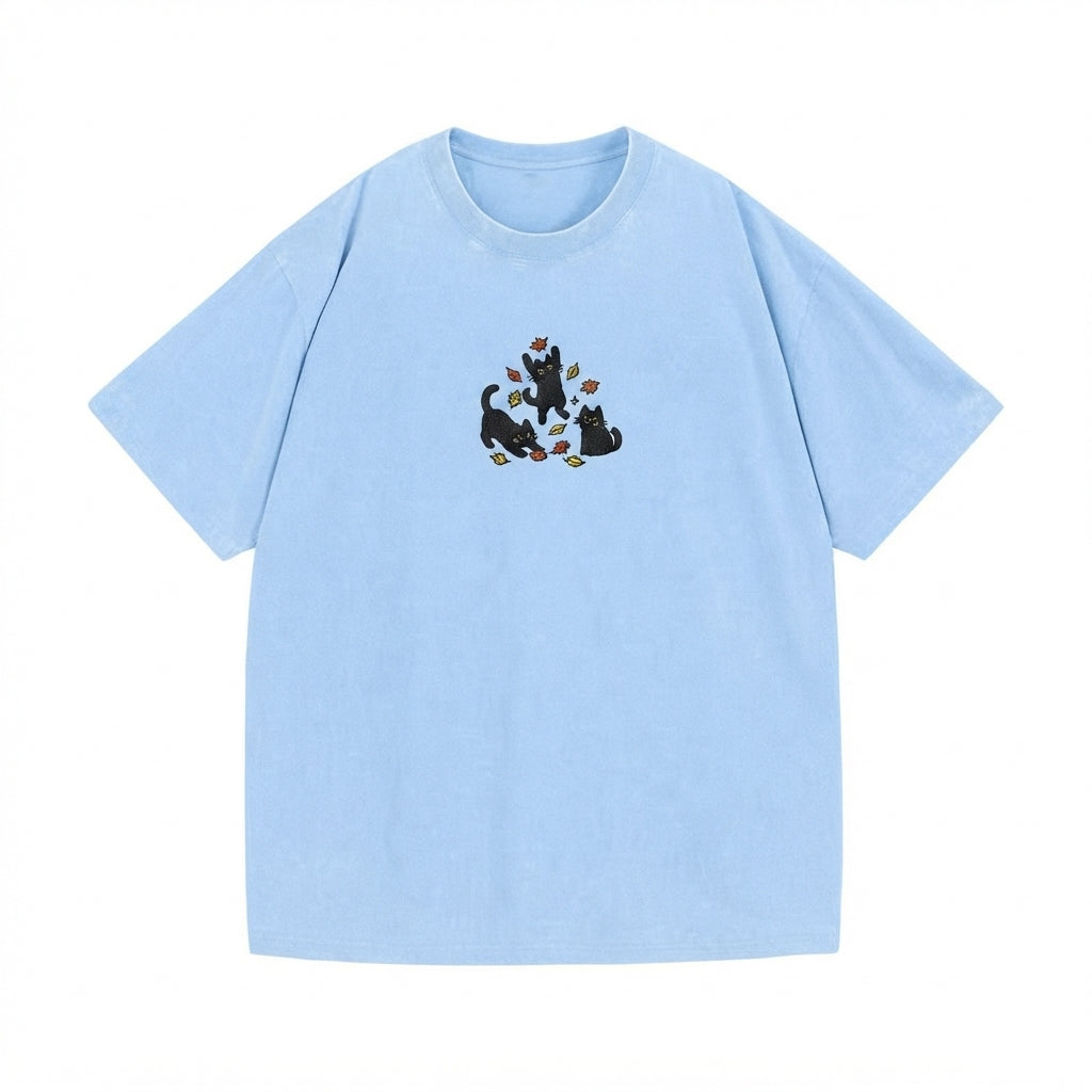 Black Cats and Fall Leaves Tee