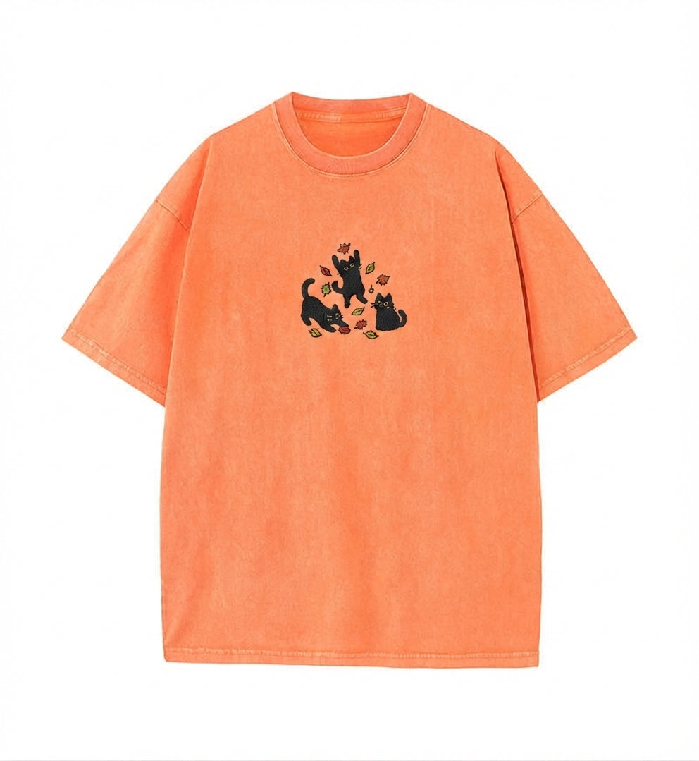 Black Cats and Fall Leaves Tee