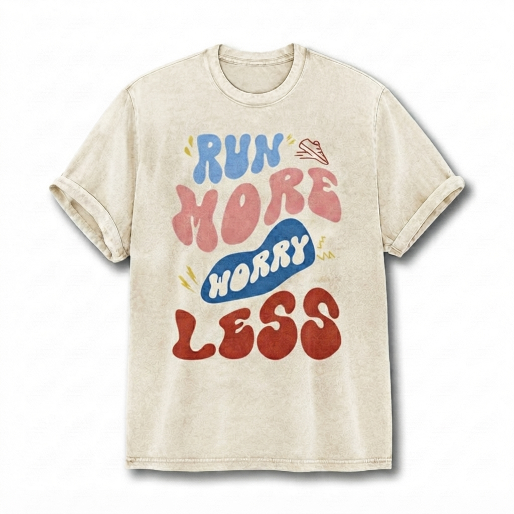 Run More Worry Less Vintage Washed Cotton Tank Top