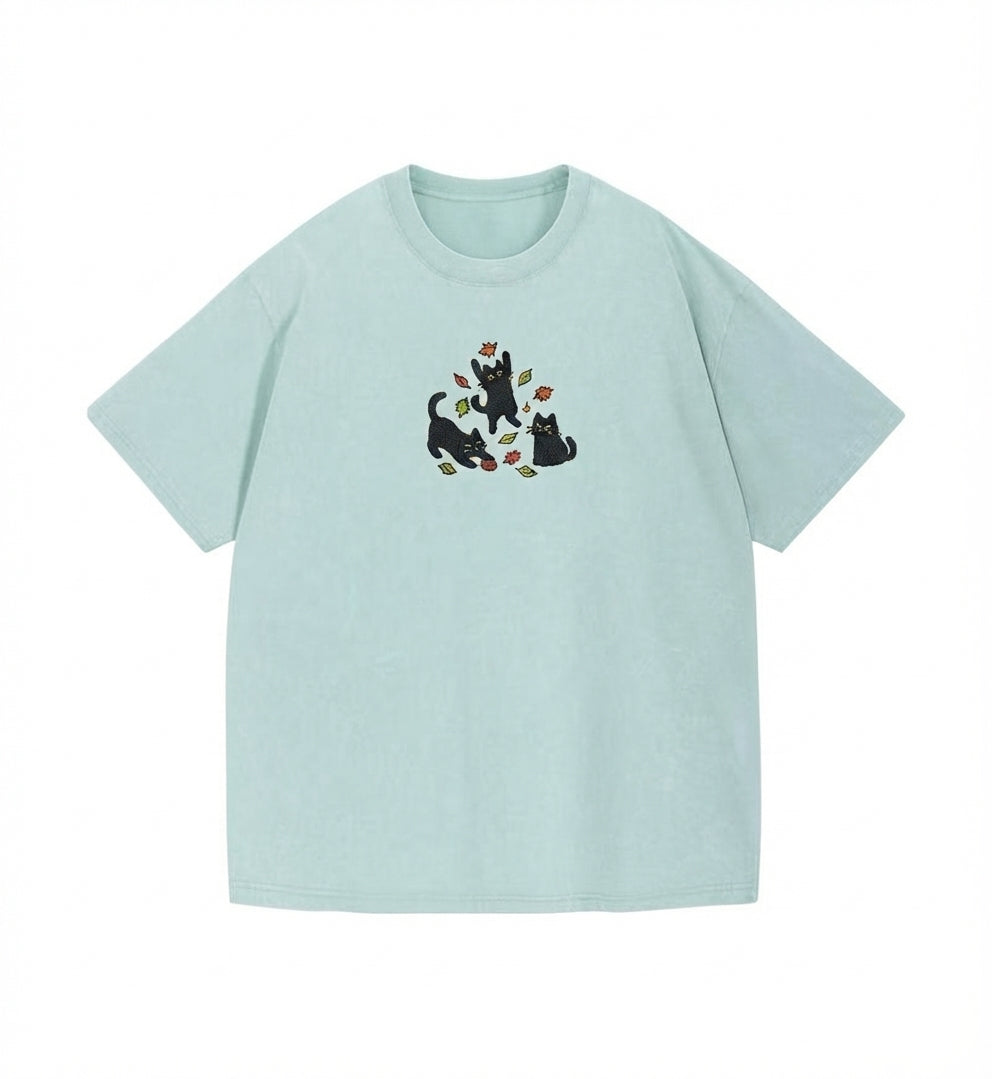 Black Cats and Fall Leaves Tee