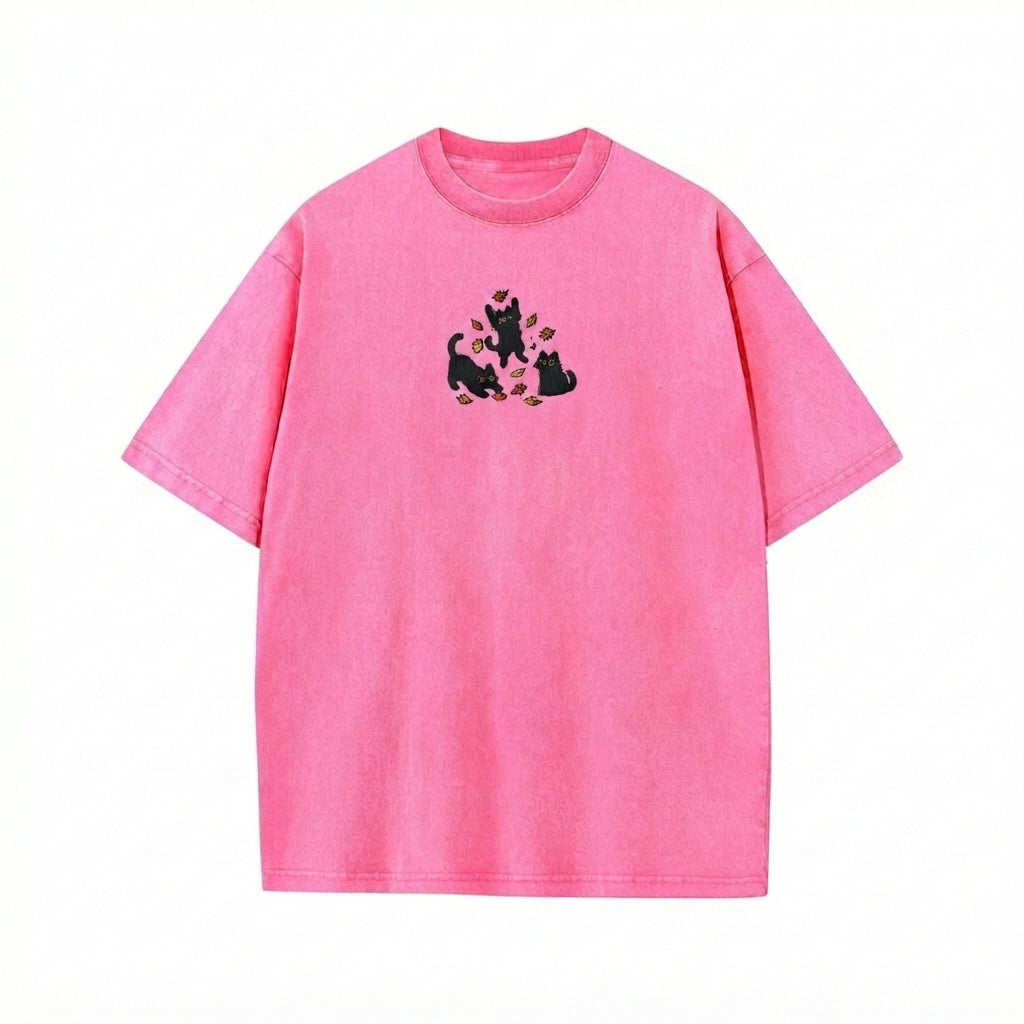 Black Cats and Fall Leaves Tee