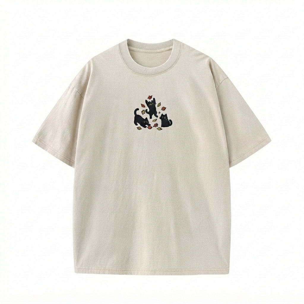 Black Cats and Fall Leaves Tee